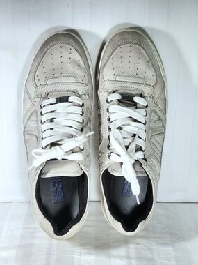 Kenneth Cole REACTION Distressed Leather Casual Sneakers Ivory Size 9M Men's